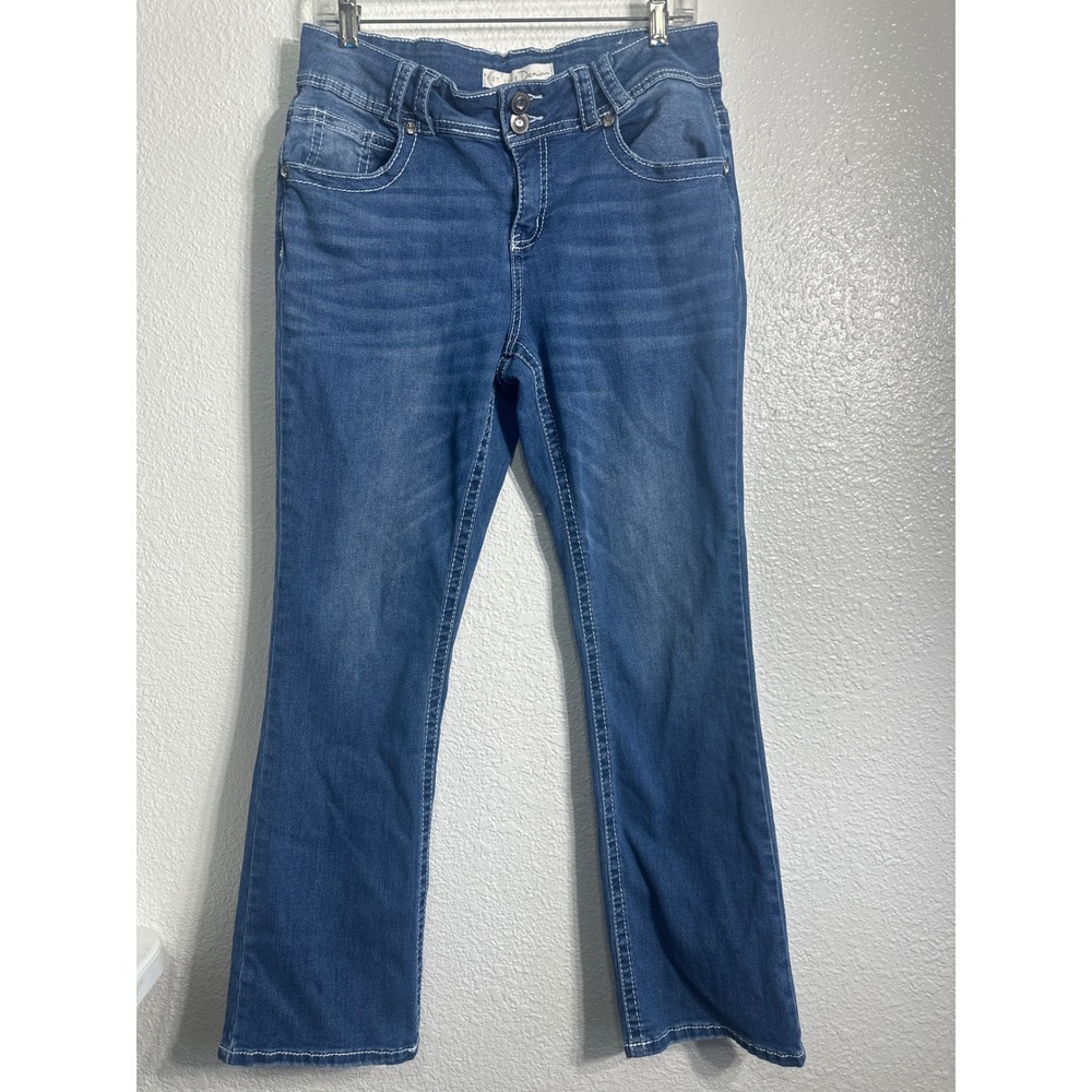 Cato Denim Women's Medium Wash Embellished Rhinestone Bootcut Jeans Size 8
